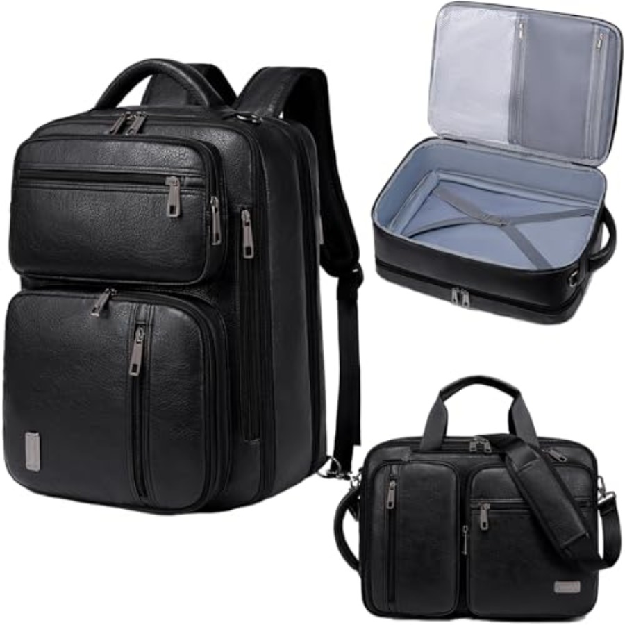 Leather Work Womens Backpack - weiatas 3-in-1 Vegan Leather Convertible Laptop