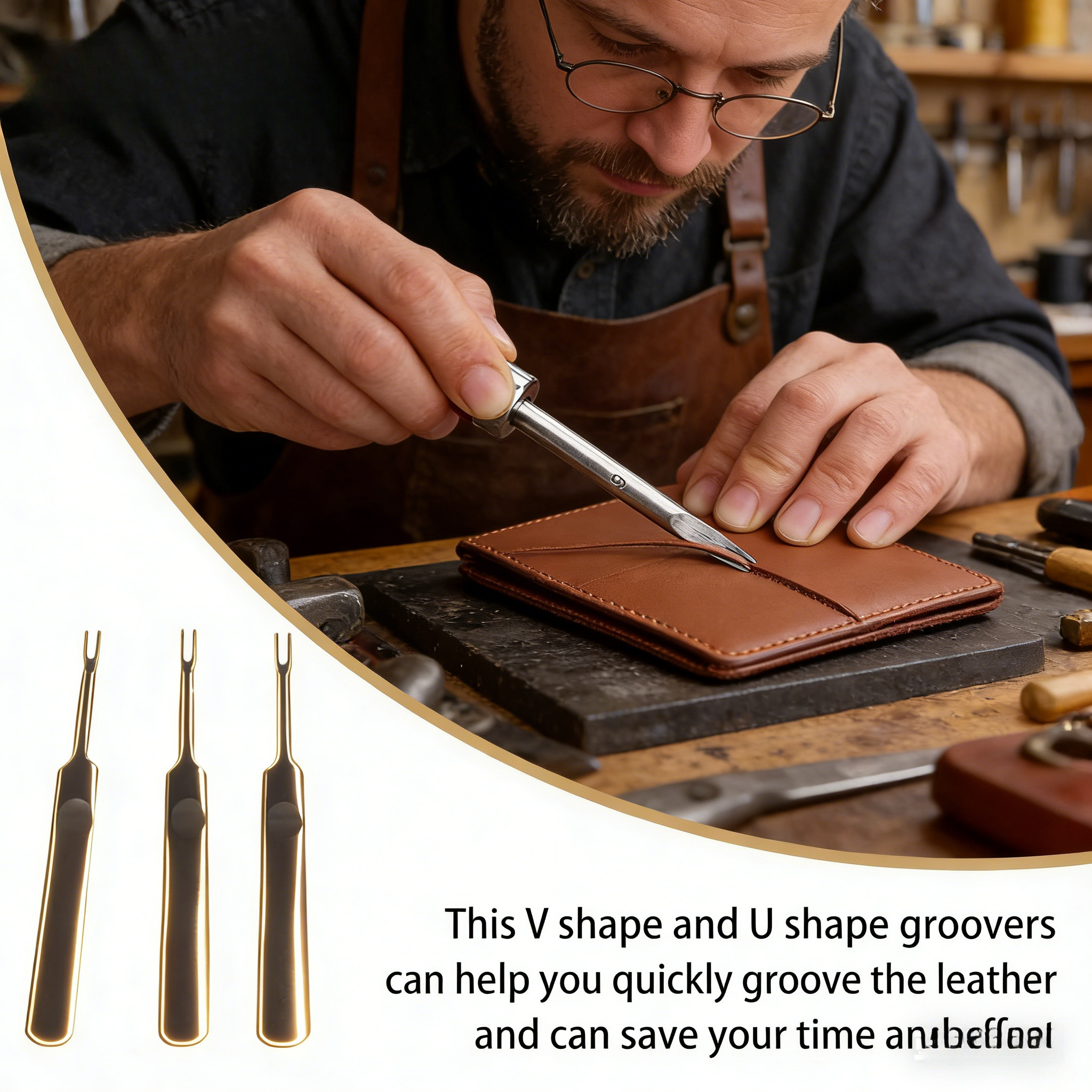 3Pcs Leather Groover Kit U V S - مراجعة Leatherwork Edge Creaser وسعره