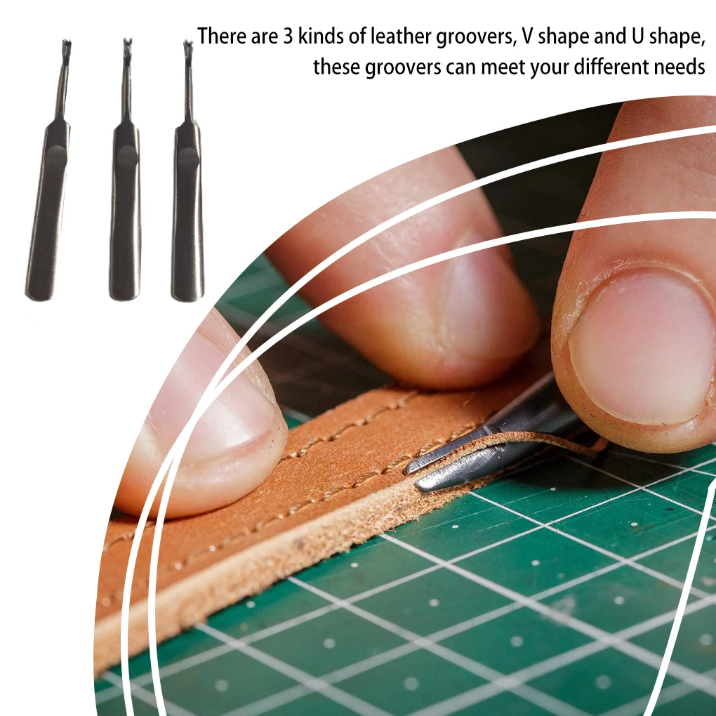 3Pcs Leather Groover Kit U V S - مراجعة Leatherwork Edge Creaser وسعره