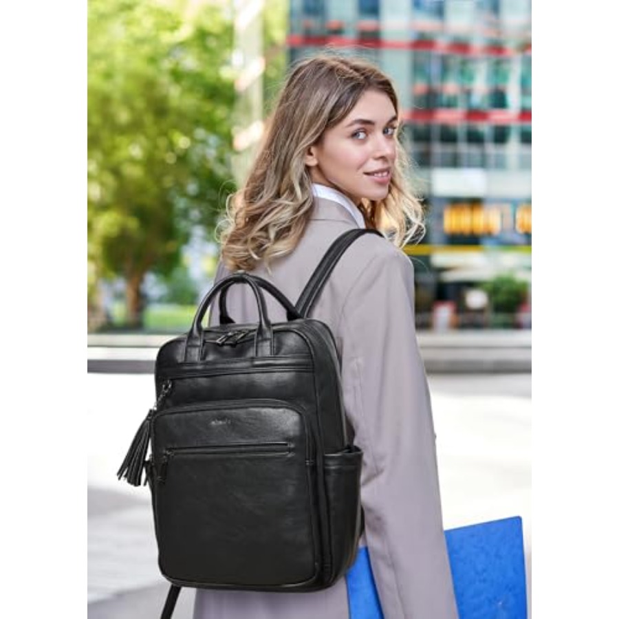 Laptop Backpack for Women 15.6 - مراجعة Leather Work Womens Backpack وسعره