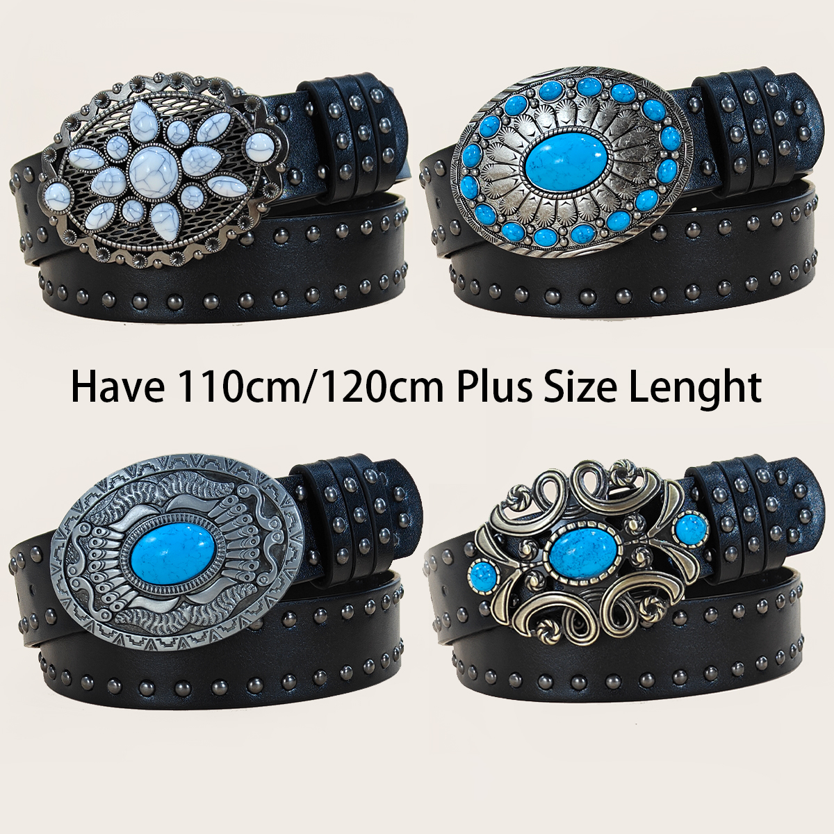 Men and women's casual Punk Ri - مراجعة Leather Works Belt وسعره