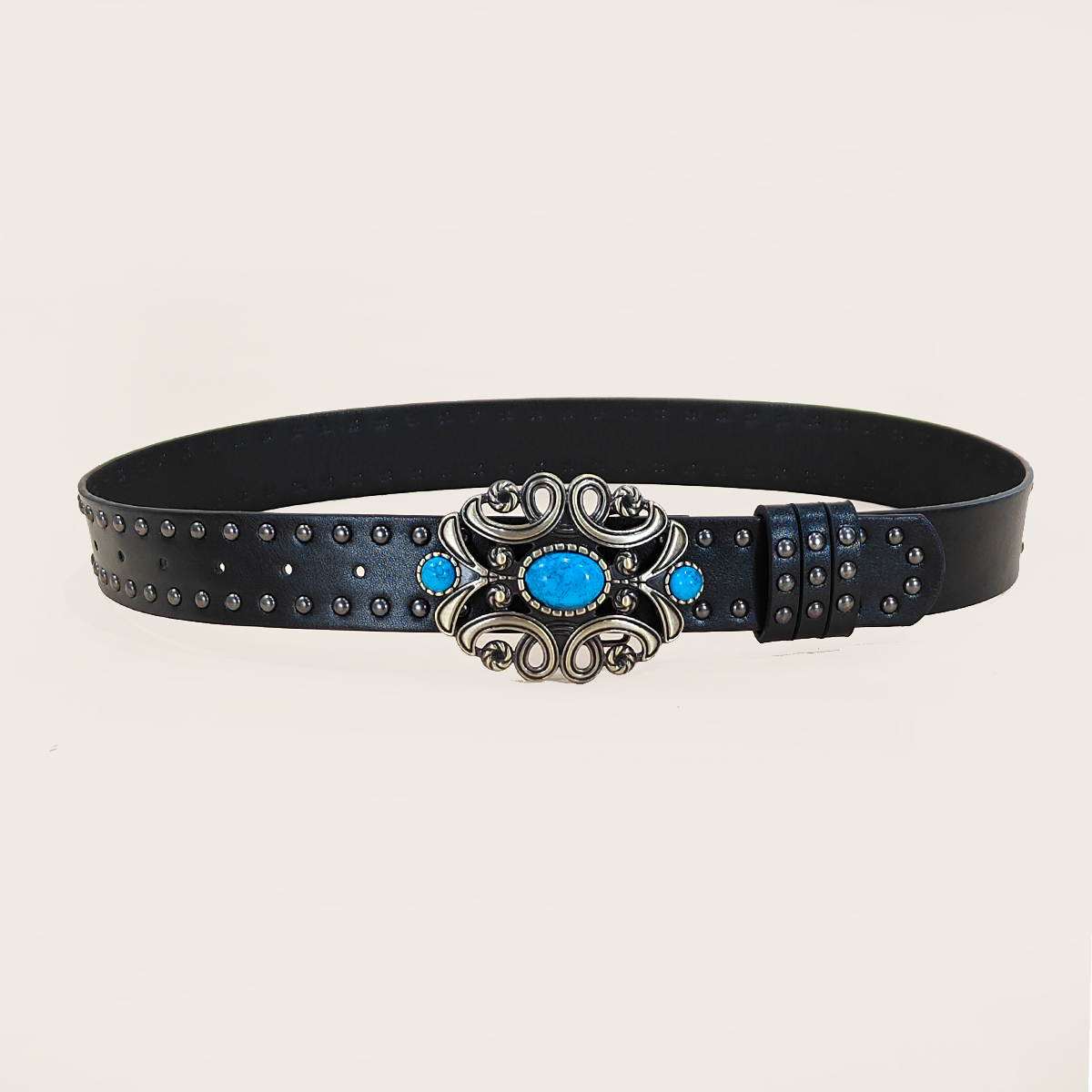 Men and women's casual Punk Ri - مراجعة Leather Works Belt وسعره