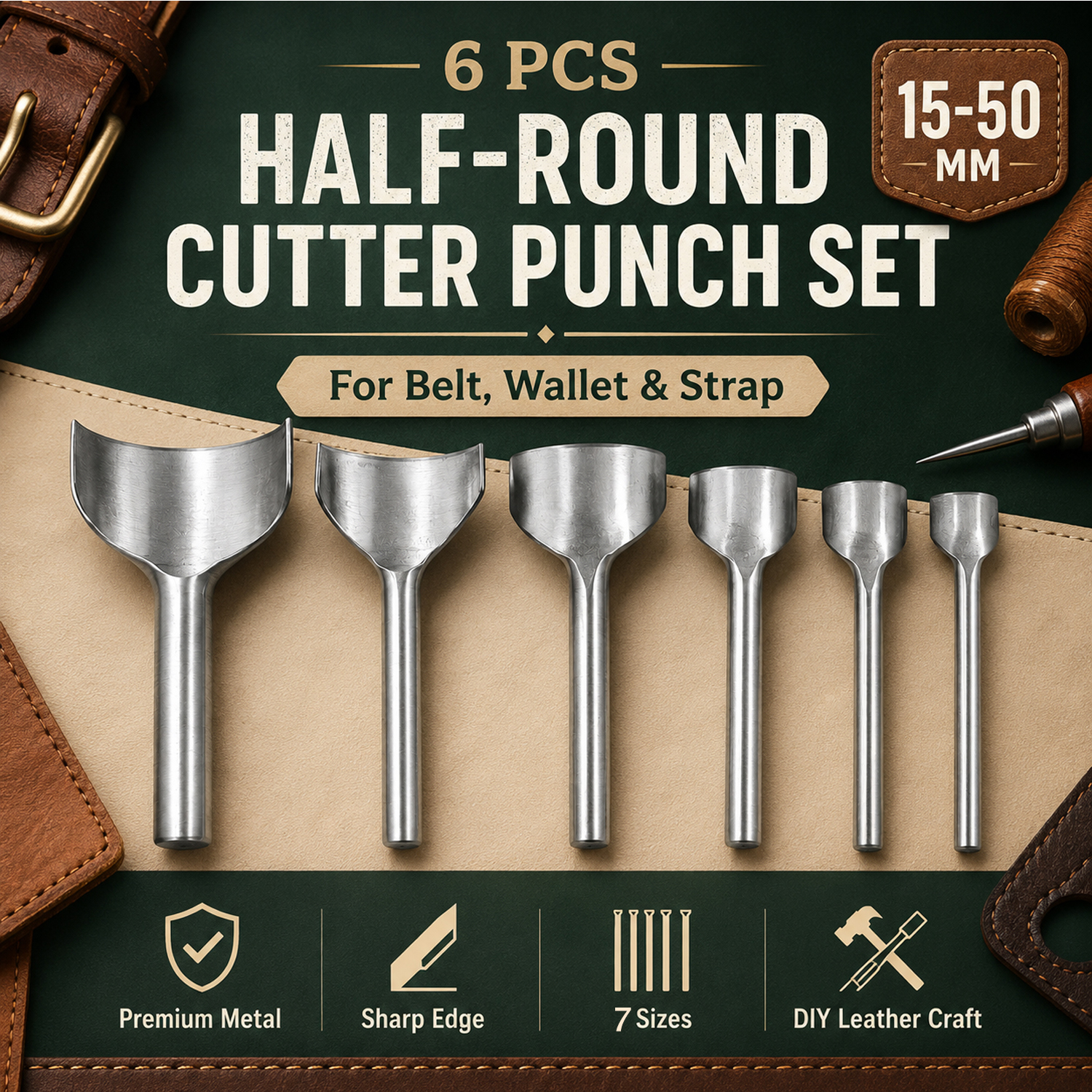 1-4Pcs Half round Leather Punc - مراجعة Leatherwork Hole Punch وسعره