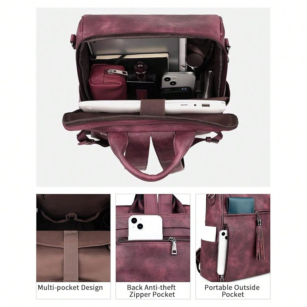 Leather Laptop Backpack For Wo - مراجعة Leather Work Womens Backpack وسعره