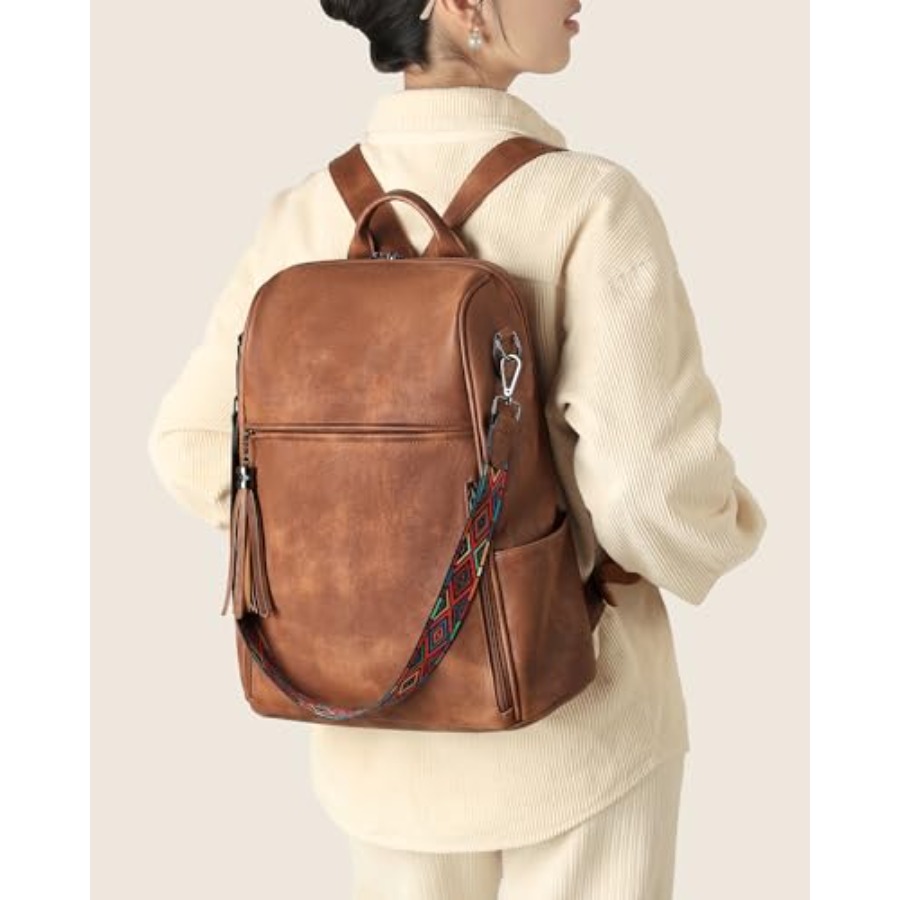 Leather Laptop Backpack for Wo - مراجعة Leather Work Womens Backpack وسعره