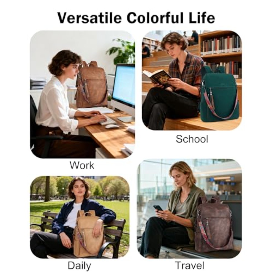 Leather Laptop Backpack for Wo - مراجعة Leather Work Womens Backpack وسعره