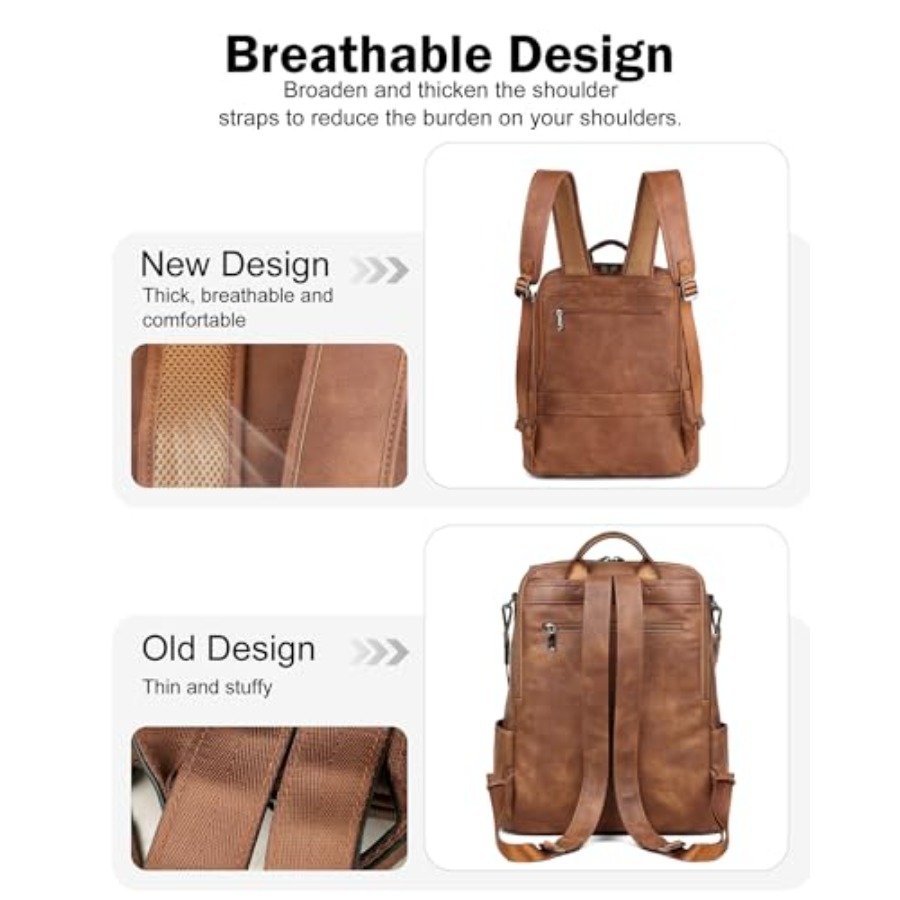 Leather Laptop Backpack for Wo - مراجعة Leather Work Womens Backpack وسعره