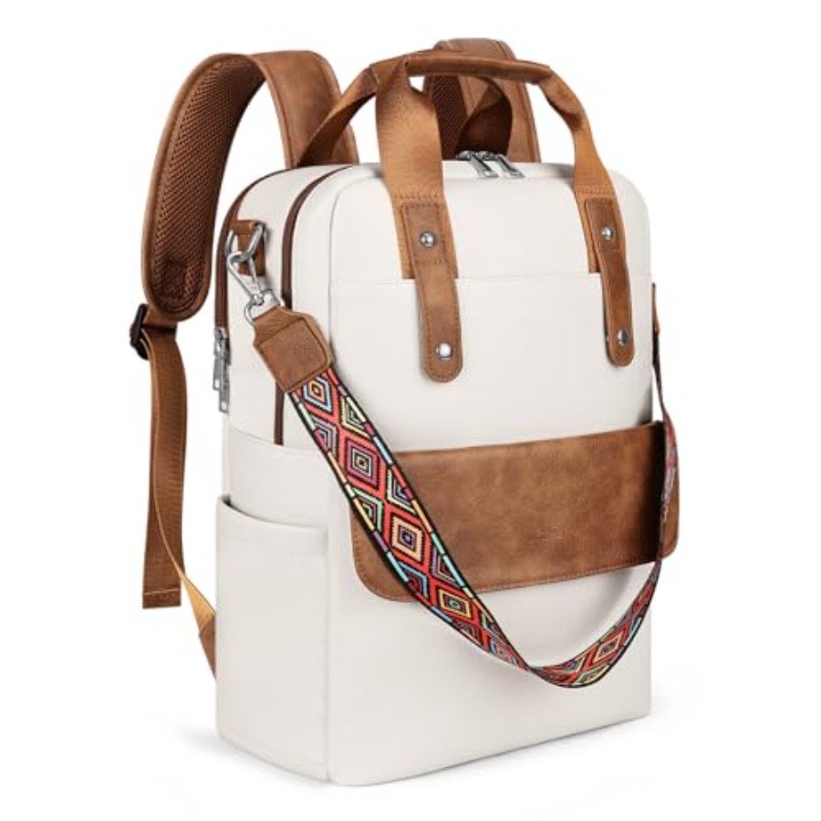 Leather Laptop Backpack 15.6 I - مراجعة Leather Work Womens Backpack وسعره