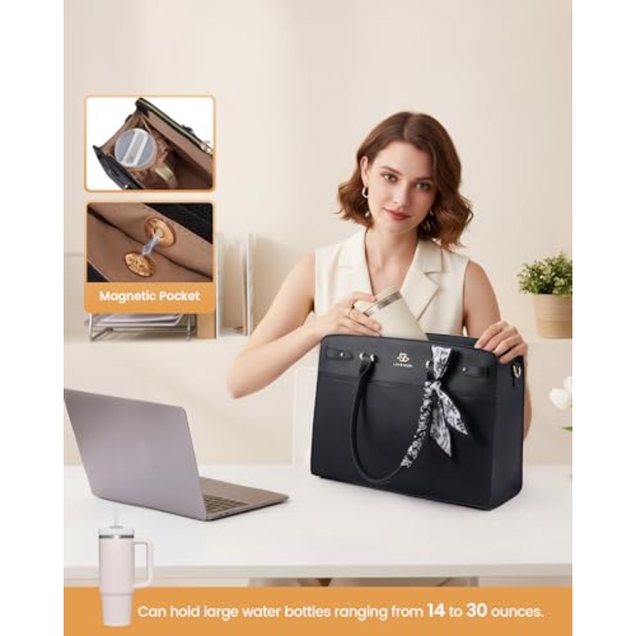 LOVEVOOK Laptop Tote Bag for W - مراجعة Leather Work Womens Backpack وسعره