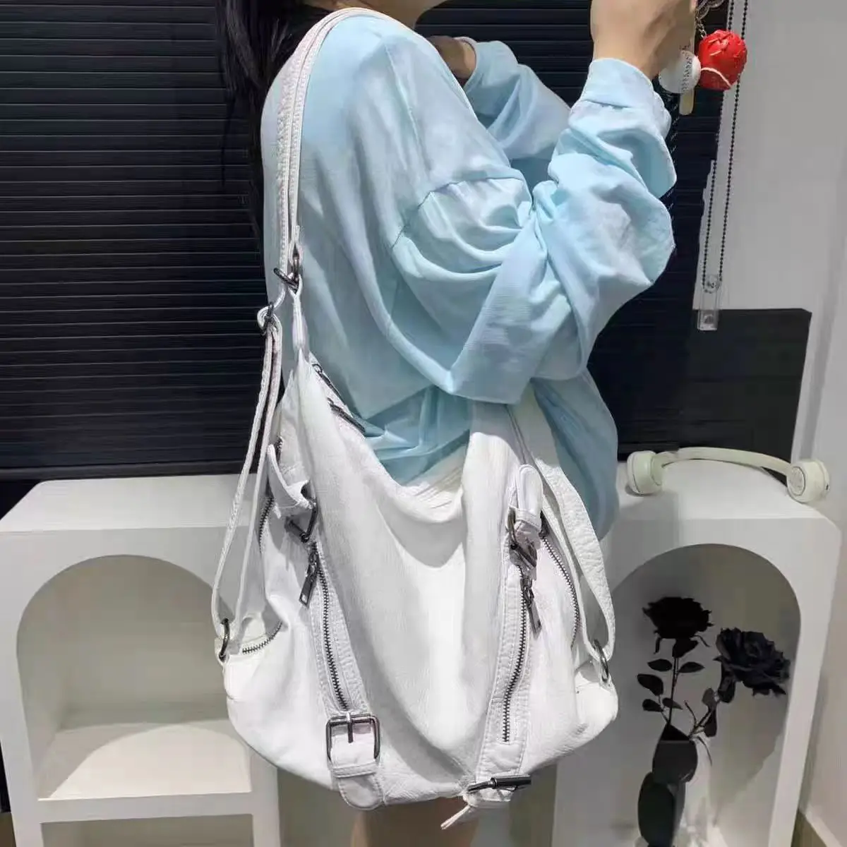 Women's Fashion Y2k Sexy Motor - مراجعة Leather Work Womens Backpack وسعره