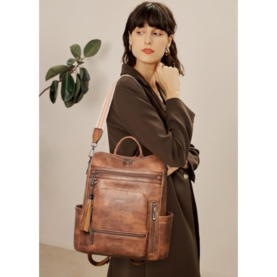 Vegan Leather Laptop Backpack  - مراجعة Leather Work Womens Backpack وسعره