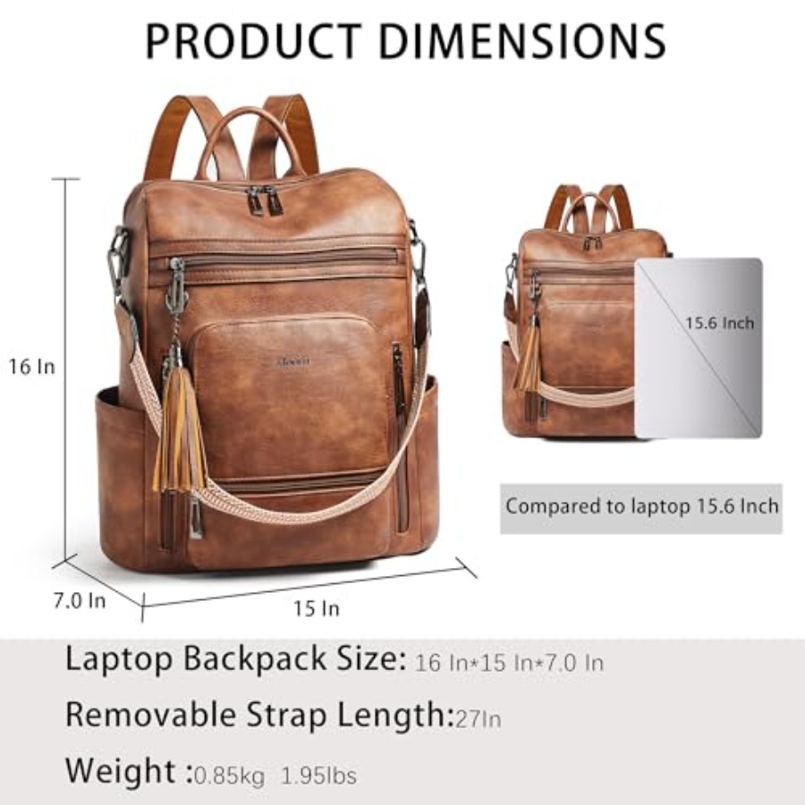 Vegan Leather Laptop Backpack  - مراجعة Leather Work Womens Backpack وسعره