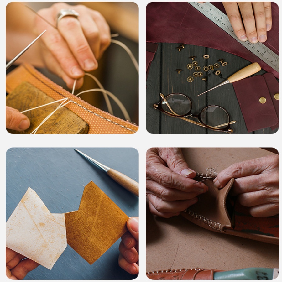 2pcs Leather Hand Stitching Aw - مراجعة Leatherwork Hole Punch وسعره