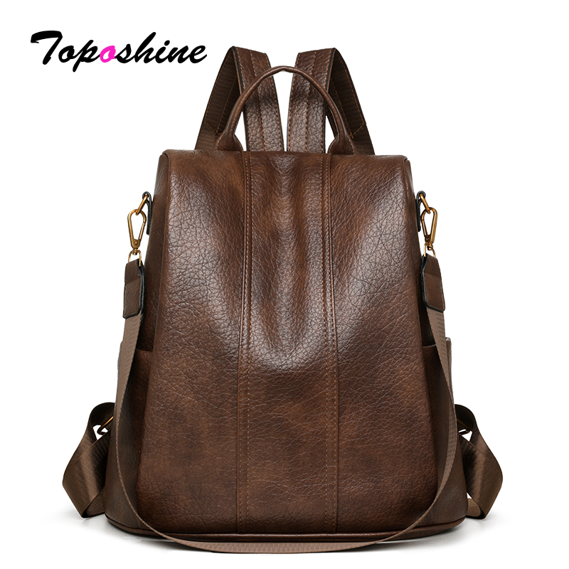 Toposhine Vintage Brown Leathe - مراجعة Leather Work Womens Backpack وسعره
