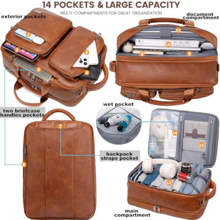 weiatas 3-in-1 Vegan Leather C - مراجعة Leather Work Womens Backpack وسعره