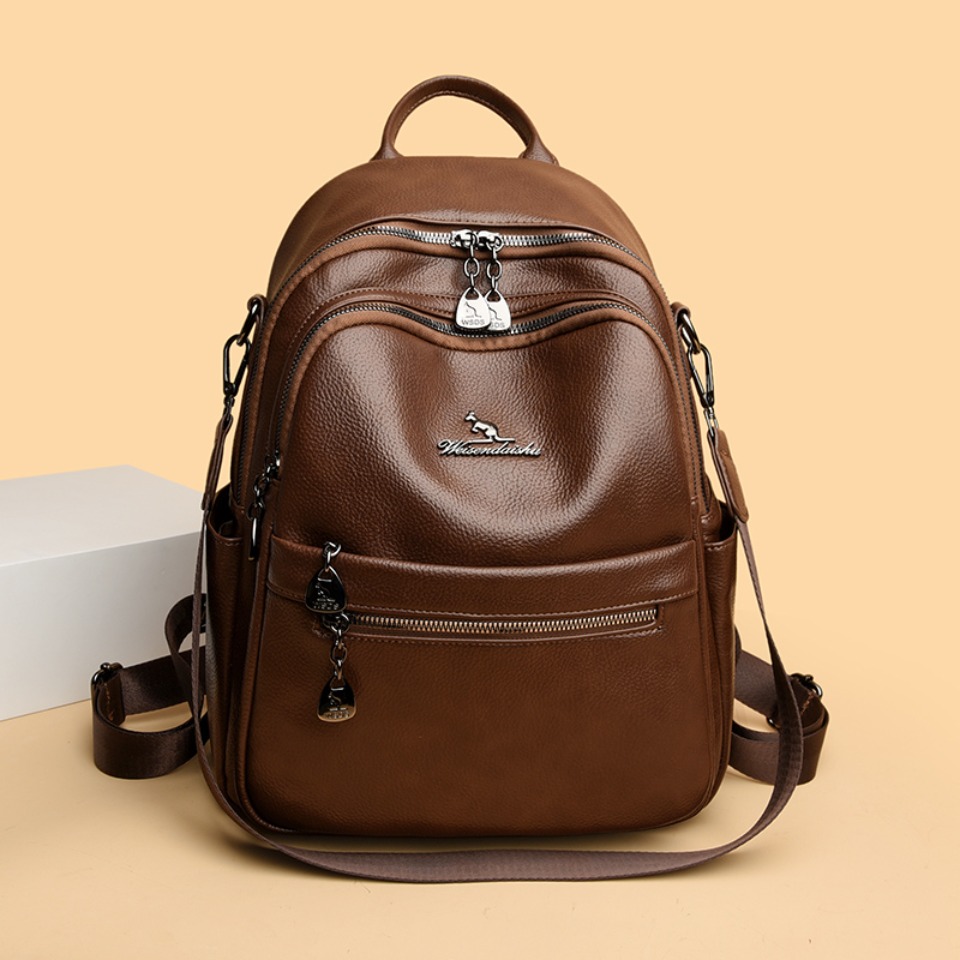 Pebbled Leather Texture Backpa - مراجعة Leather Work Womens Backpack وسعره