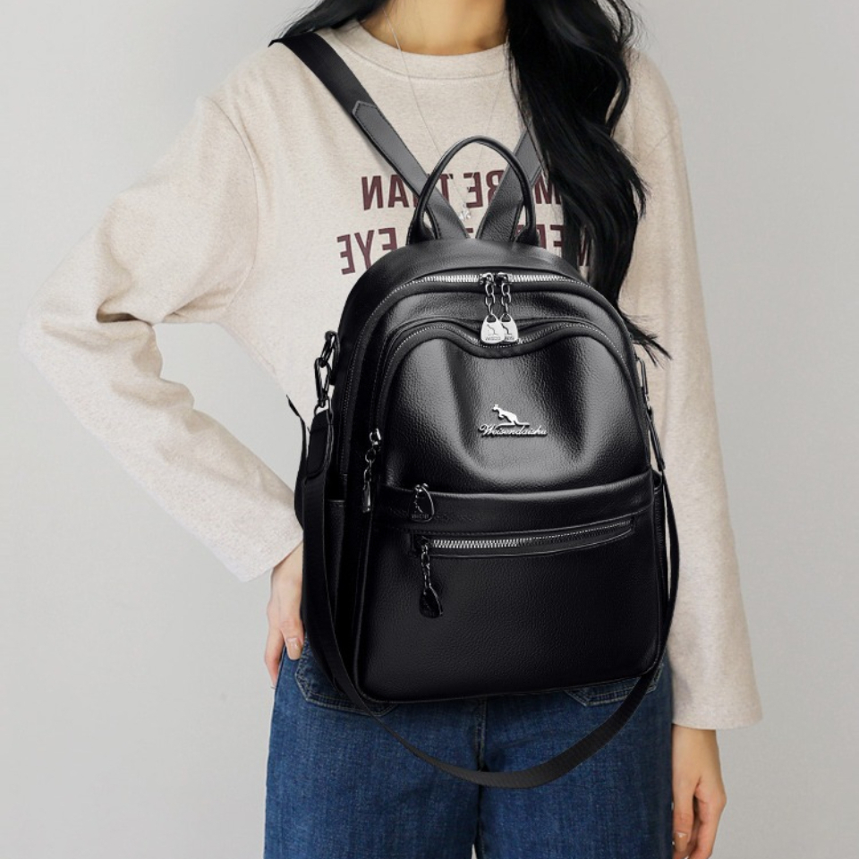Pebbled Leather Texture Backpa - مراجعة Leather Work Womens Backpack وسعره
