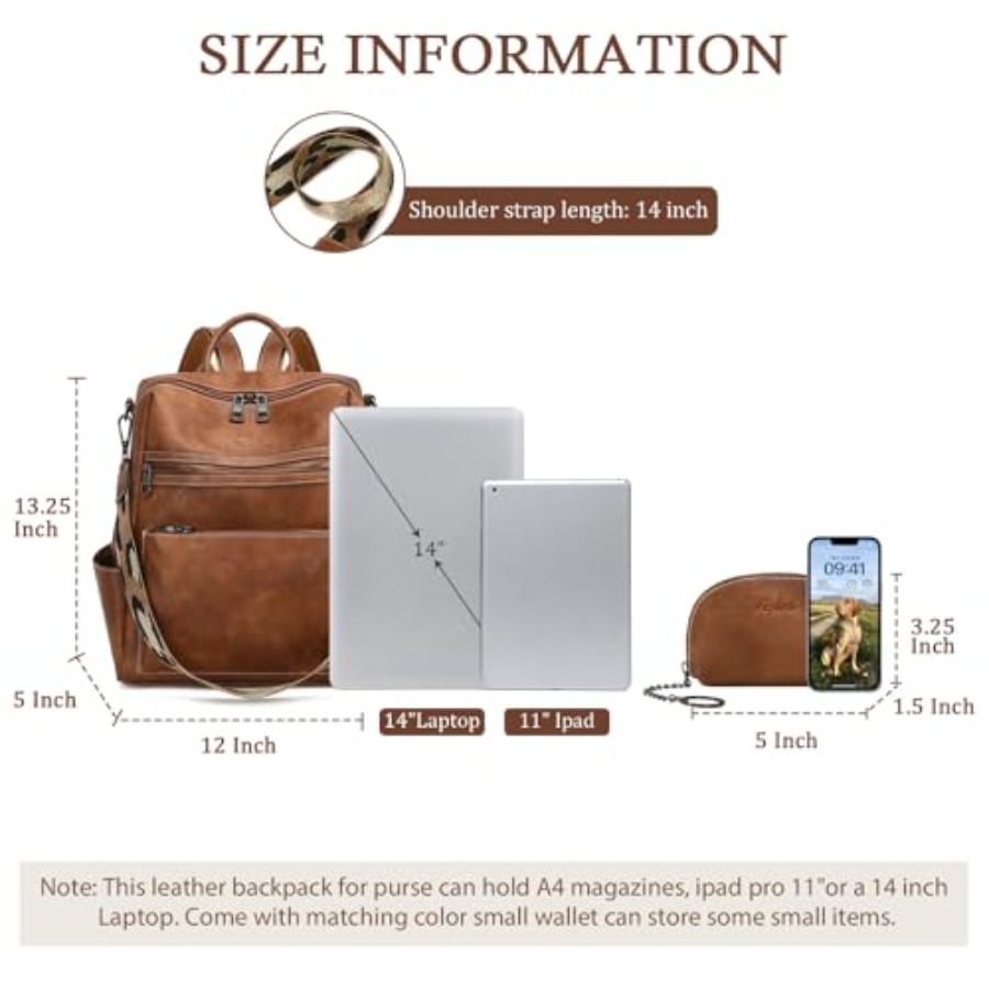 Leather Backpack Purse for Wom - مراجعة Leather Work Womens Backpack وسعره